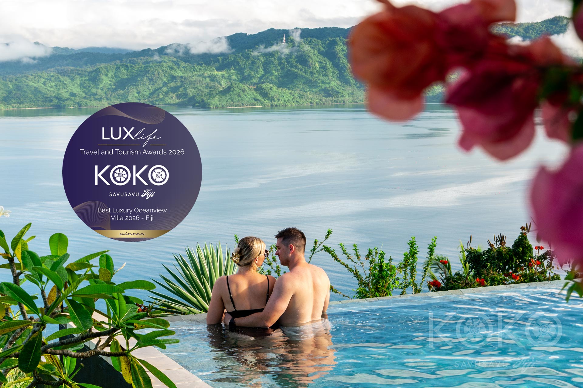 KOKO SAVUSAVU FIJI NAMED <br><STRONG>BEST LUXURY OCEANVIEW VILLA 2026 - FIJI </STRONG> <br>AT LUXLIFE TRAVEL & TOURISM AWARDS <br> FOR THE SECOND CONSECUTIVE YEAR